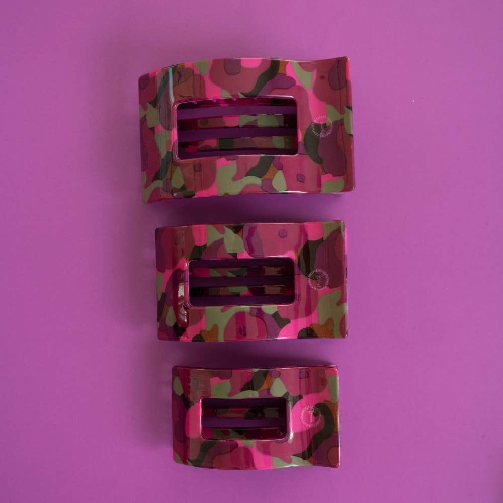 TELETIES - Large Flat Rectangle Hair Clip - Garden Glam