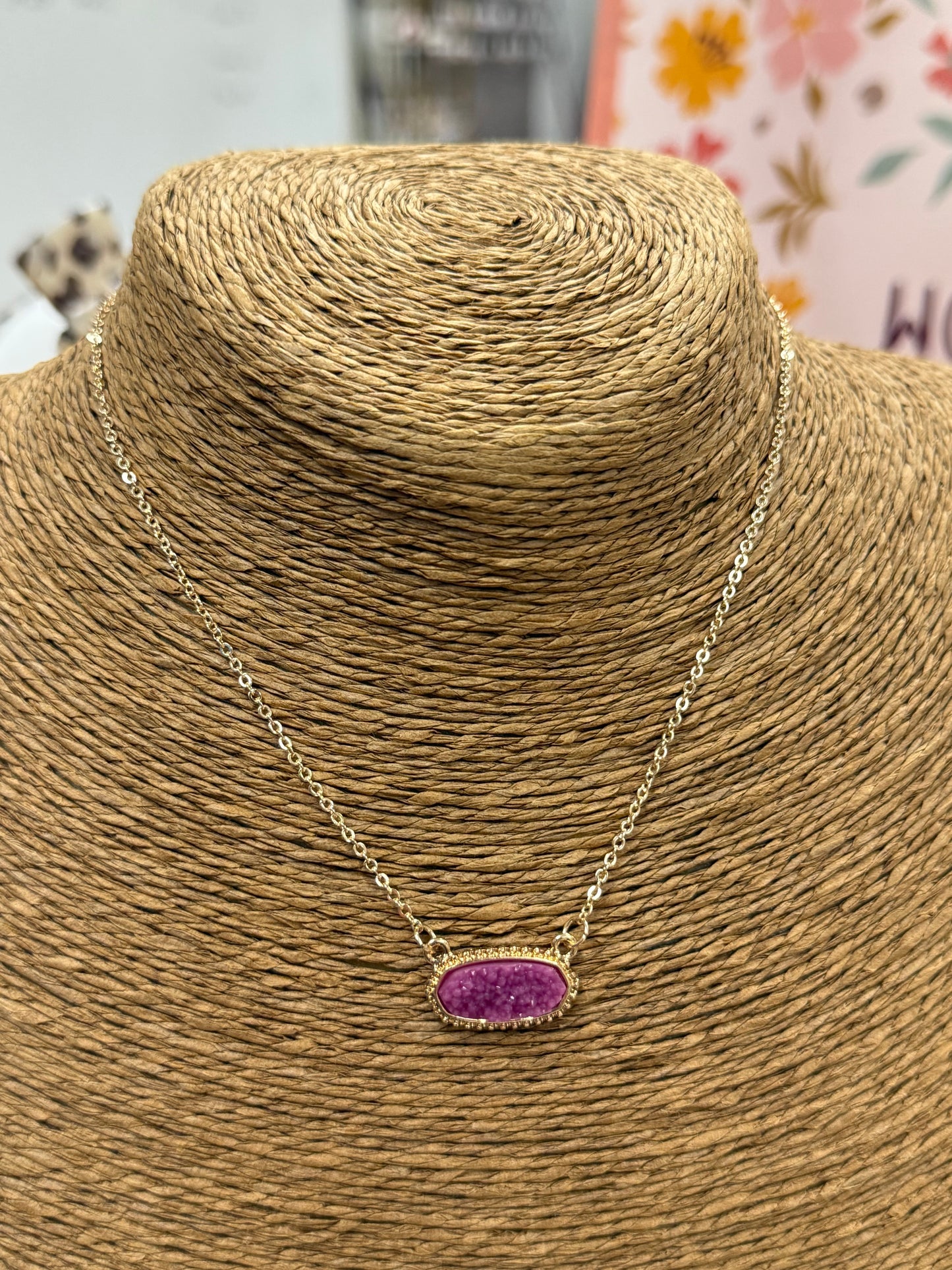 The Sadie Necklace - Gold/Fuchsia