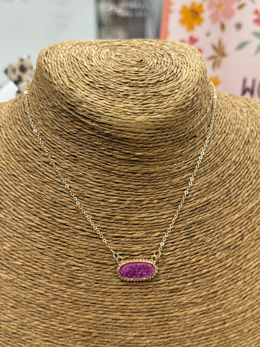The Sadie Necklace - Gold/Fuchsia