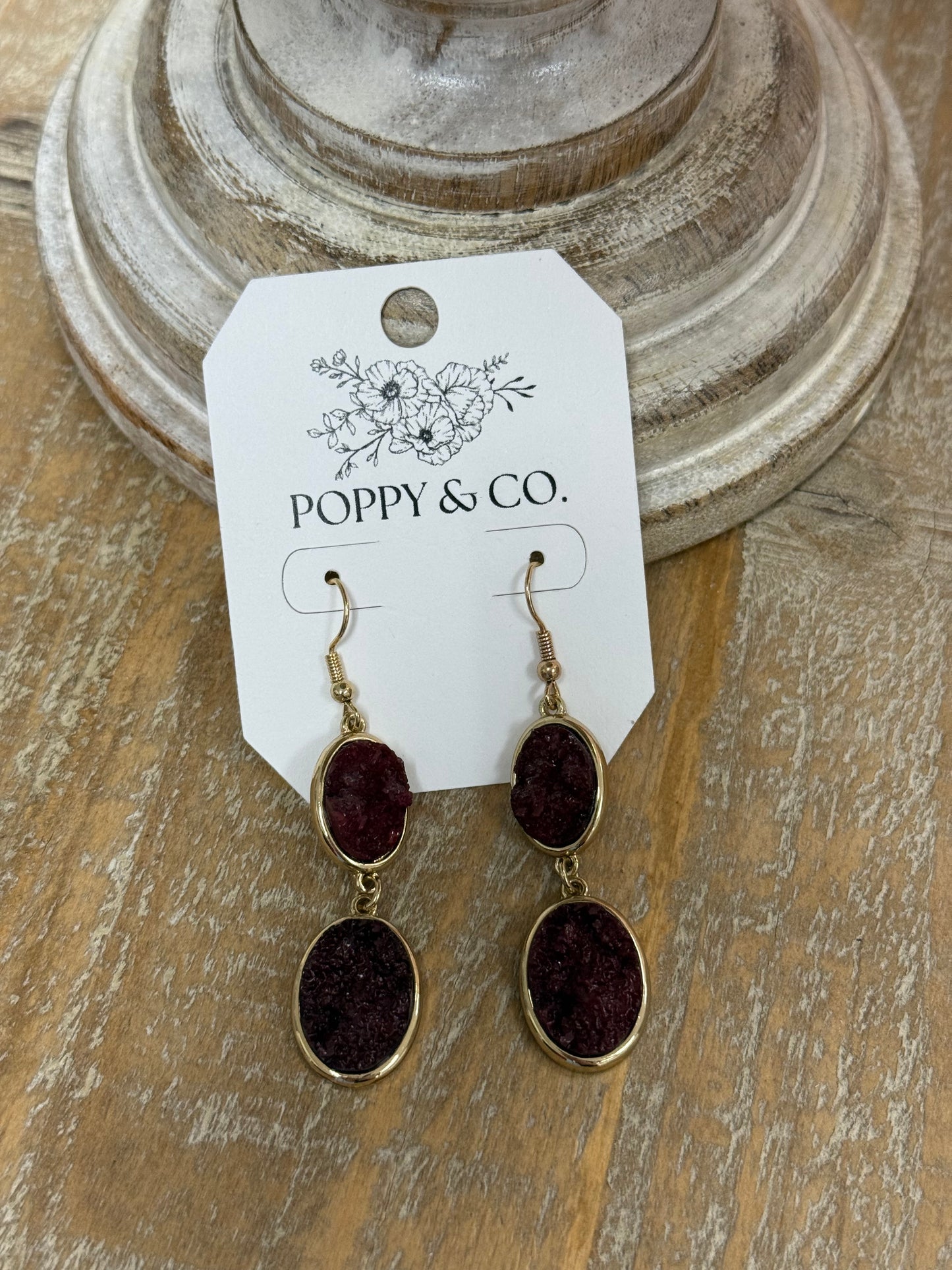 The Sallie Earrings - Burgundy