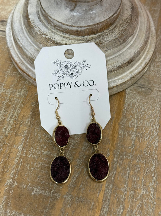 The Sallie Earrings - Burgundy