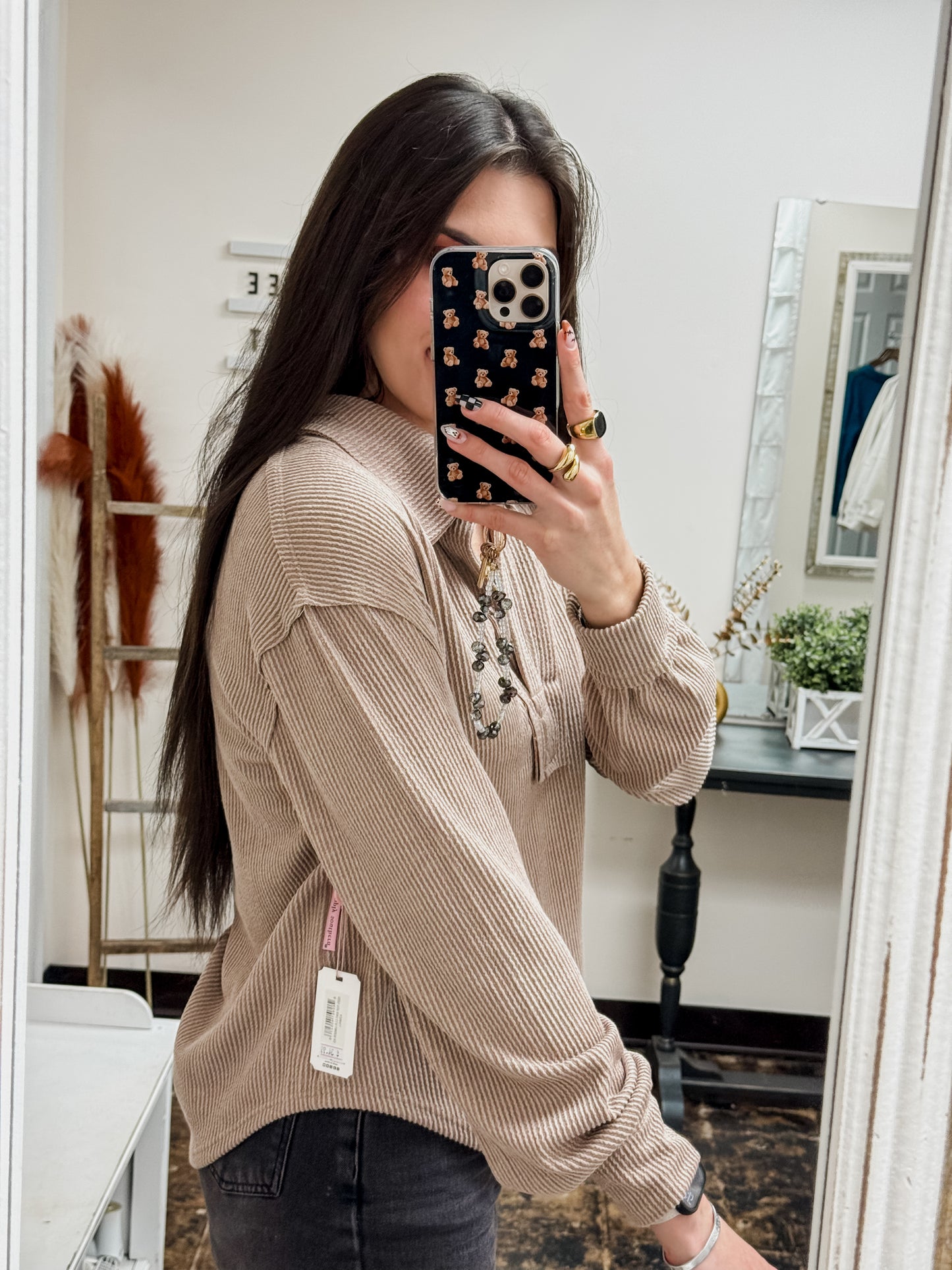 Simply Southern - Collared Knit Top - Umber - 2025