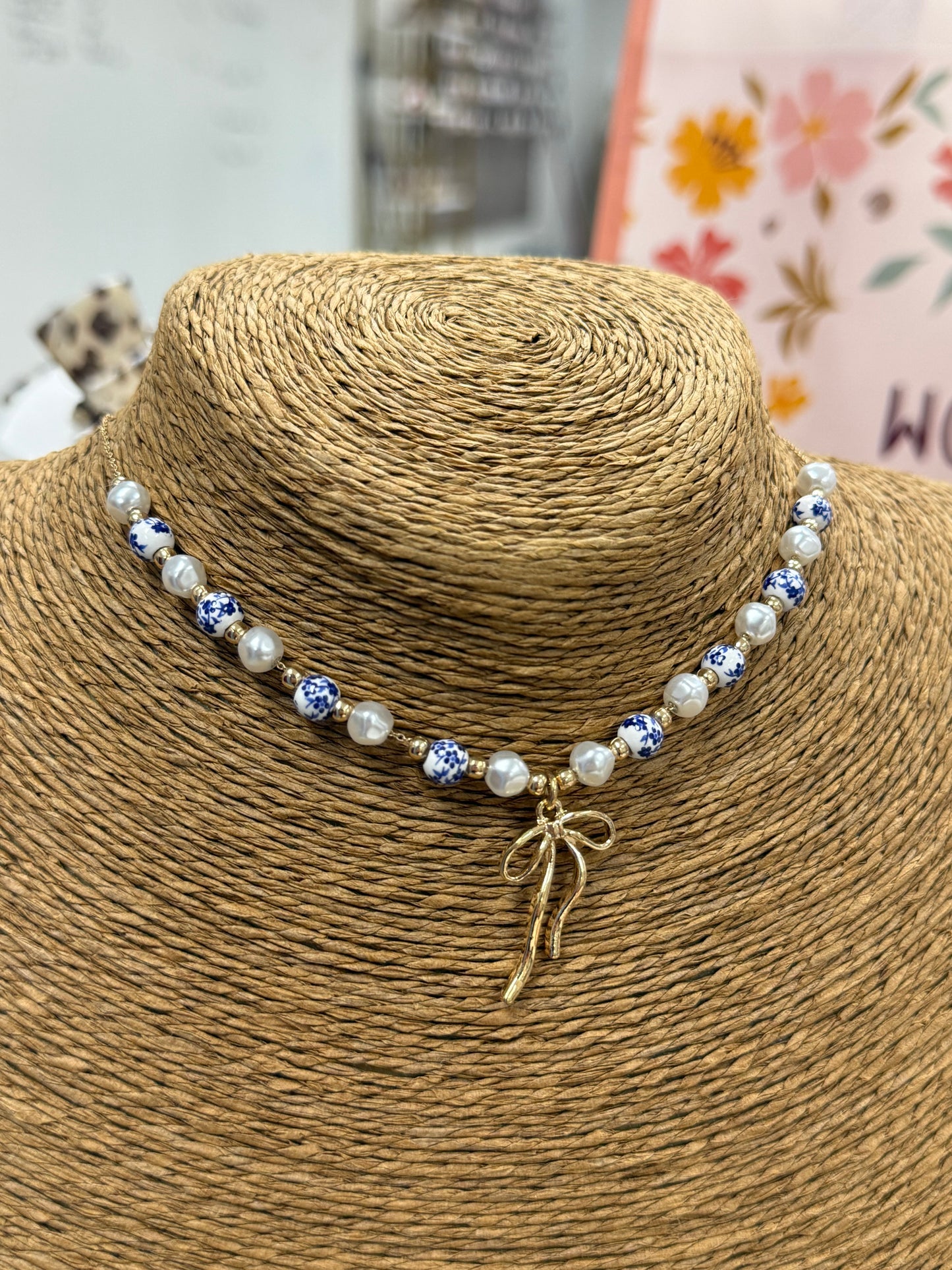 The Lena Necklace - Blue/White