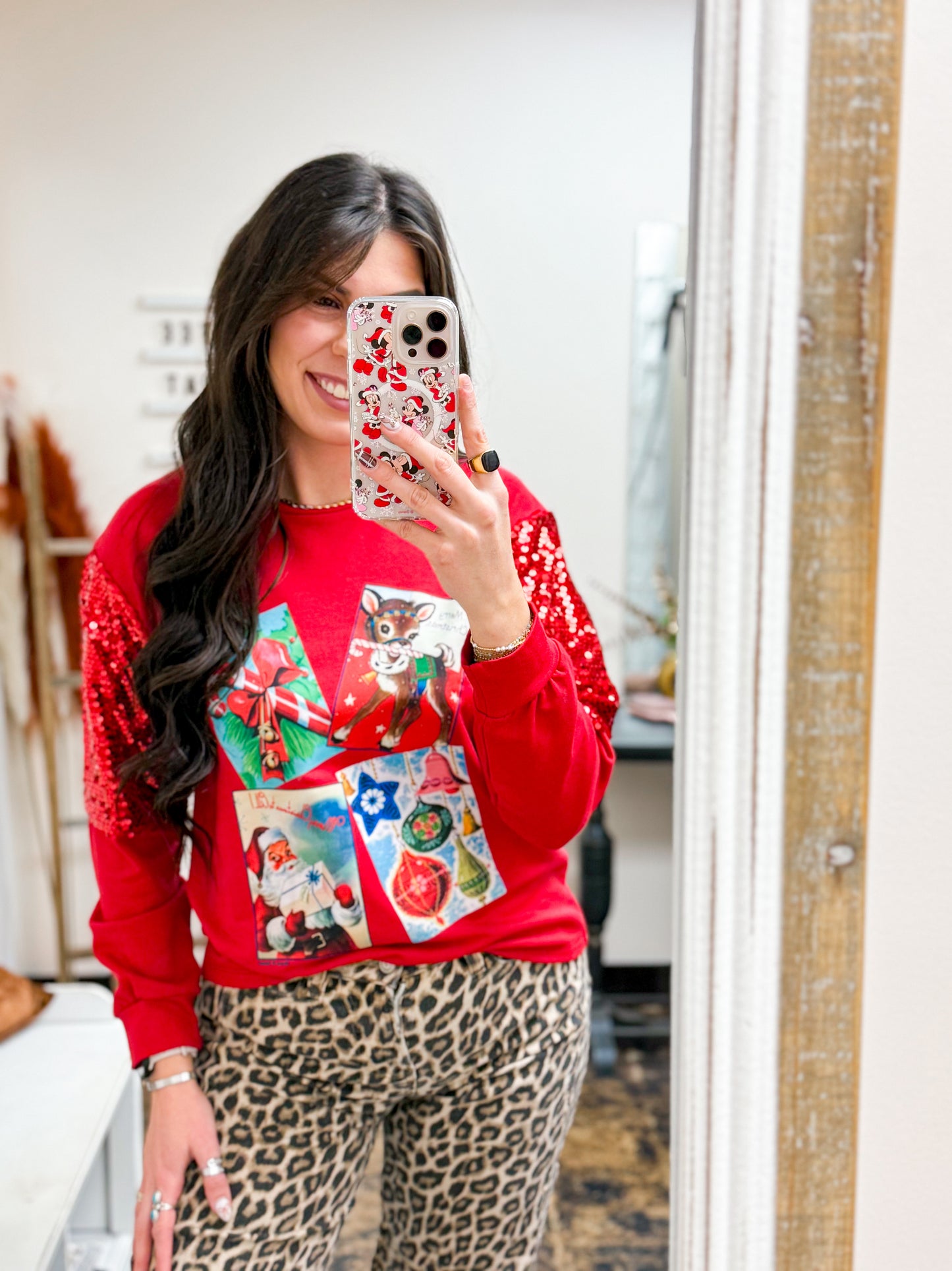 The Christmas Cards Sequin Long Sleeve Top