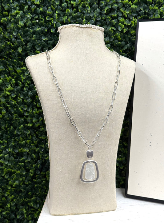 The Audra Necklace - Silver/White