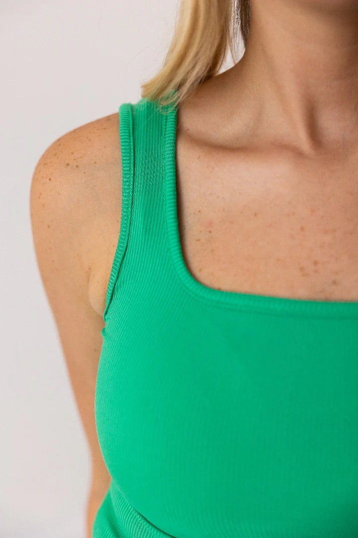 FINAL SALE - The Bella Ribbed Tank Top - Green