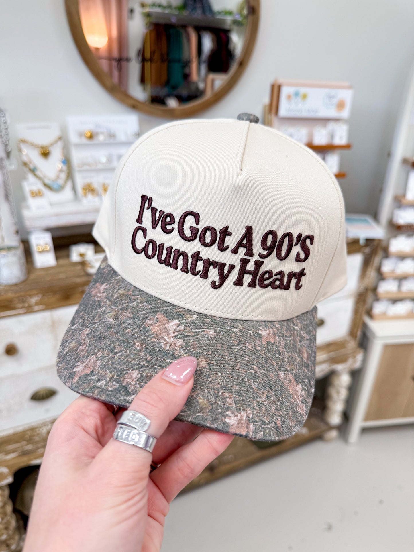 The 90's Country Heart Embroidered Hat - Camo