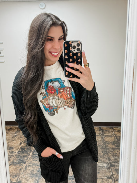 The Harrisyn Waffle Cardigan - Black