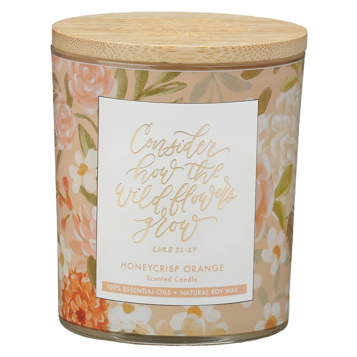 Consider The Wildflowers Honeycrisp Orange Scented Glass Jar Candle - Luke 12:27