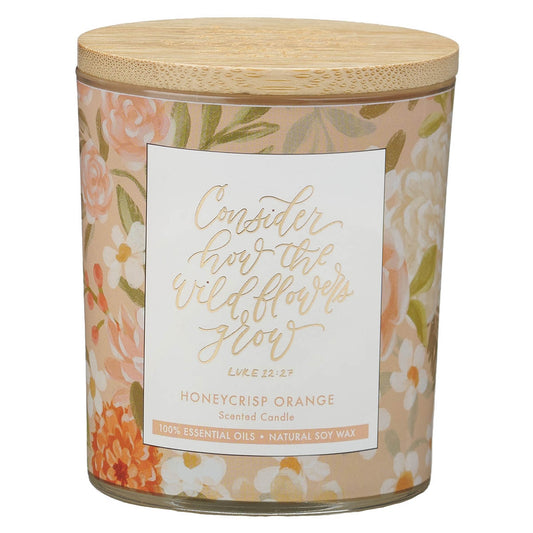 Consider The Wildflowers Honeycrisp Orange Scented Glass Jar Candle - Luke 12:27