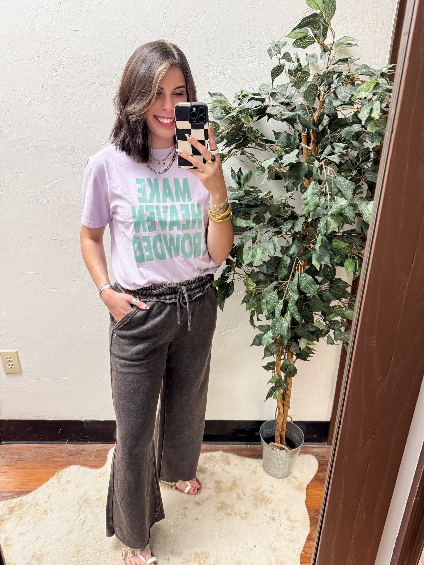 The Cambree Palazzo Sweatpants - Ash Black