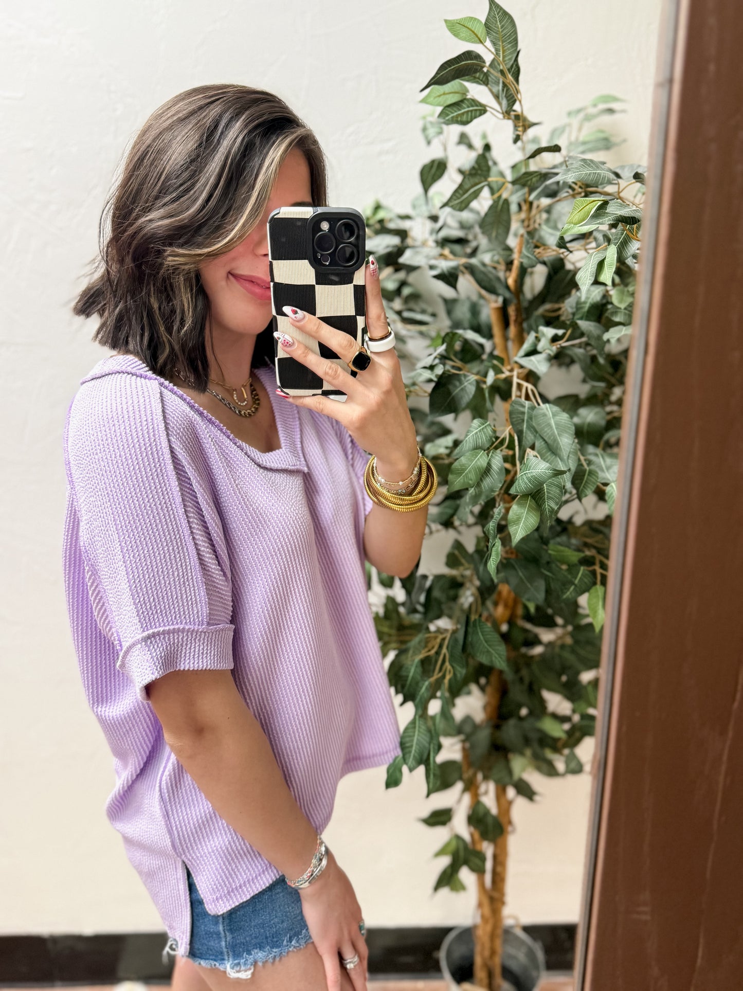 The Roxie Corded Top - Lavender
