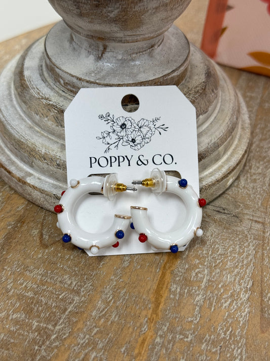 The Americana Small Hoops - White