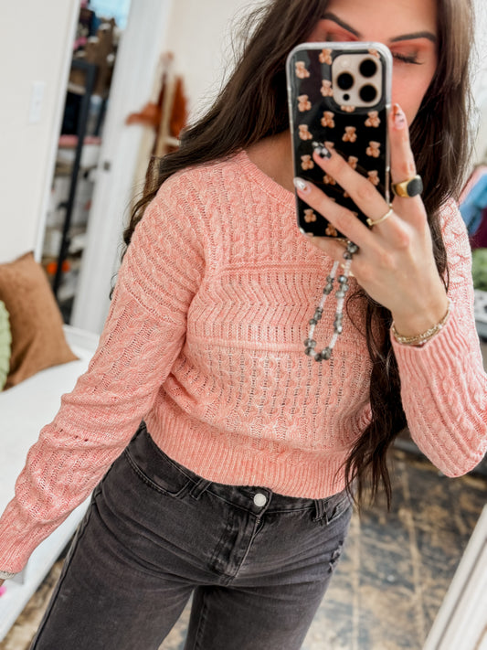 Simply Southern - Open Back Bow Sweater - Pink