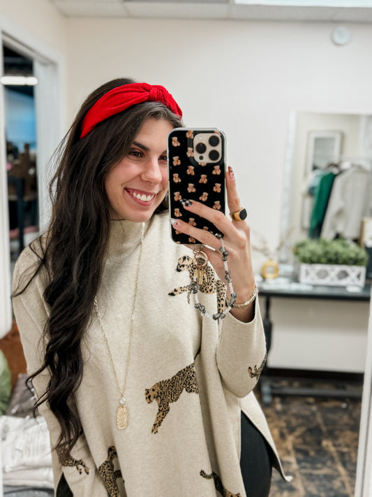 The Cory Knotted Corduroy Headband - Red