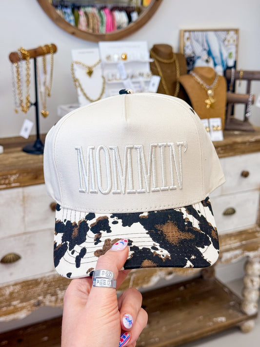 The MOMMIN' Embroidered Hat - Cow