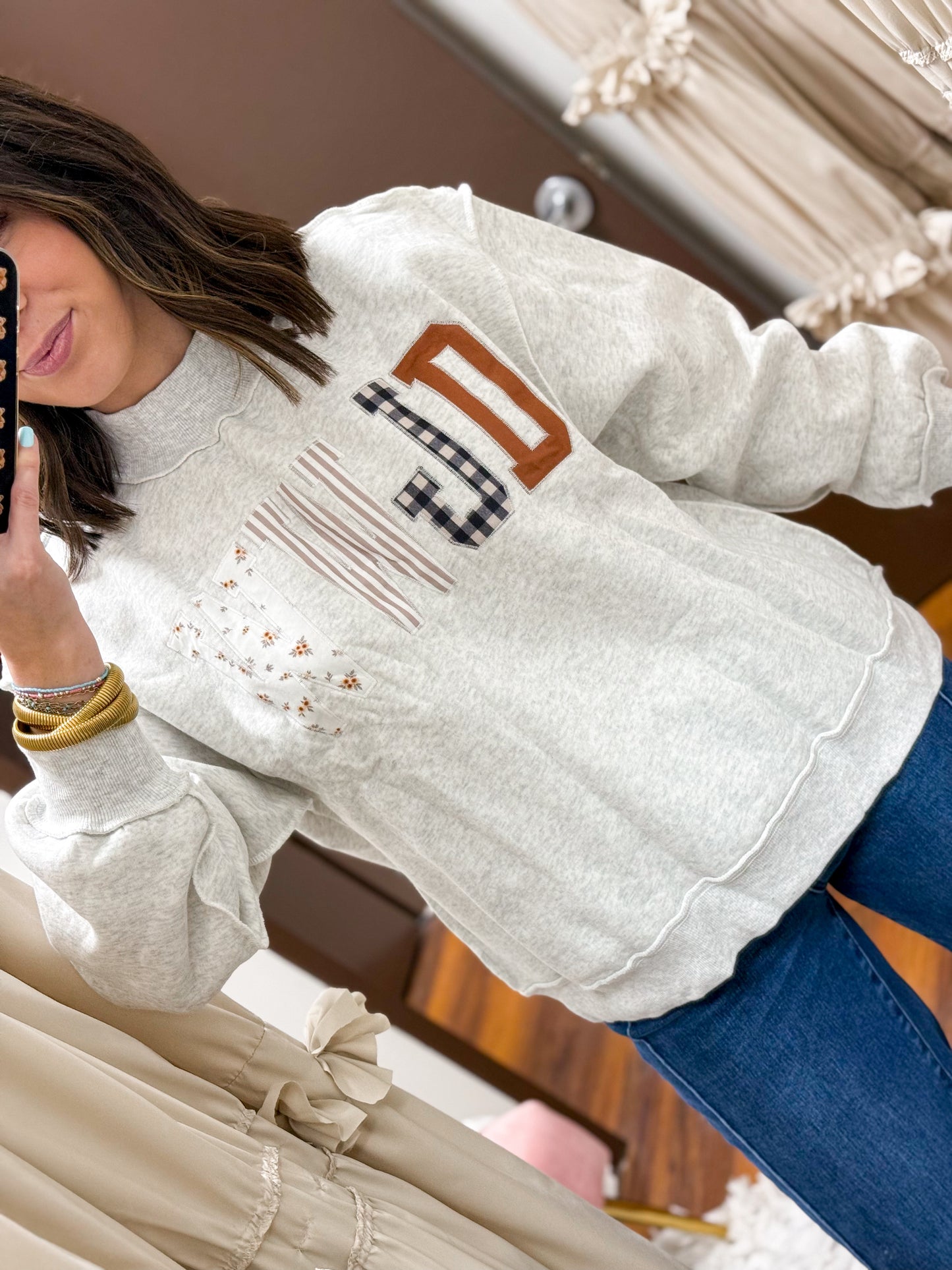 The WWJD Patchwork Mock Neck Sweatshirt