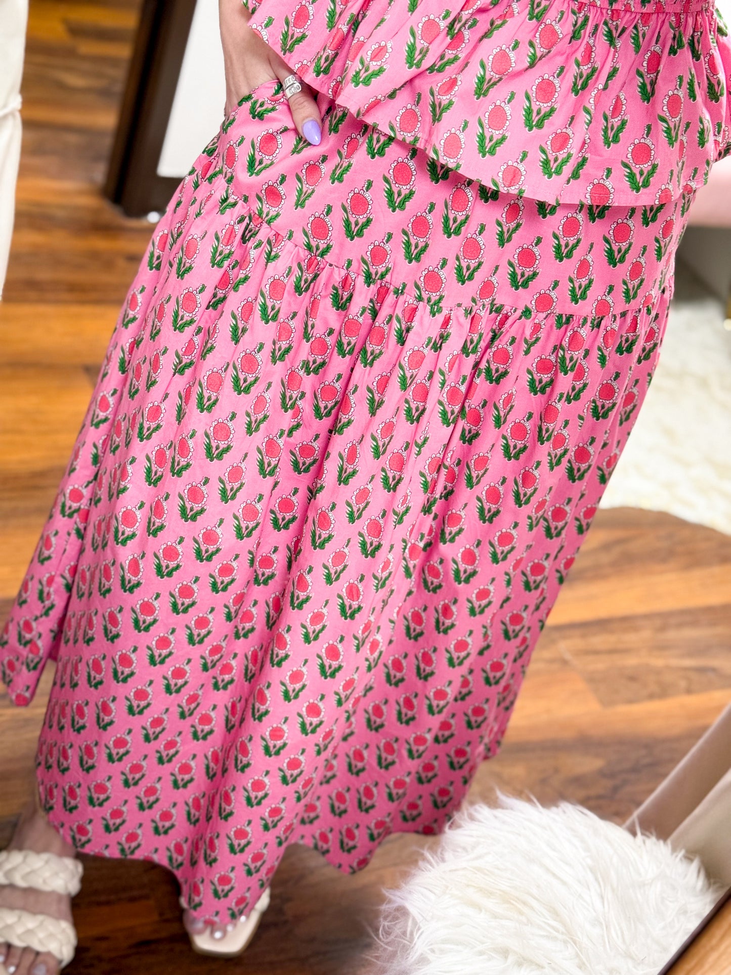 The Paige Skirt - Pink Floral