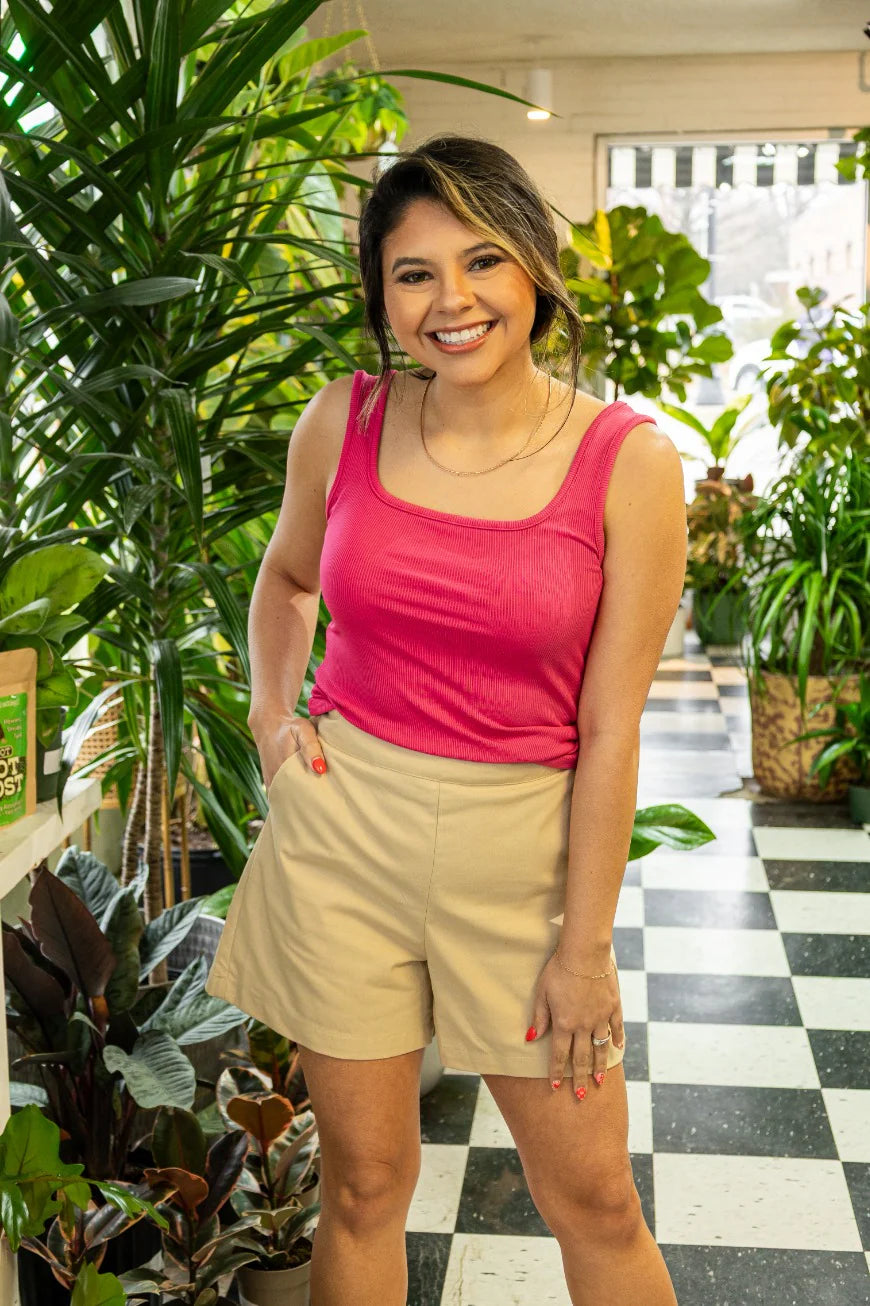 FINAL SALE - The Bella Ribbed Tank Top - Pink