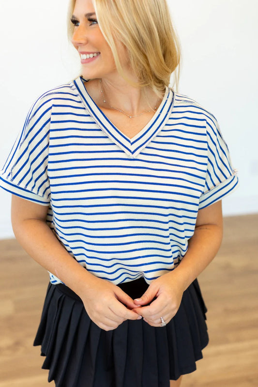 The Lucy Striped Top - Blue