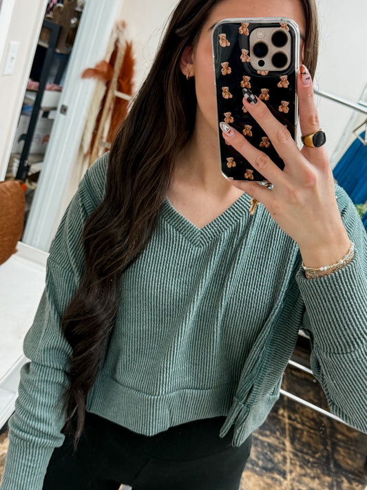 Simply Southern - Corded Knit Sweater - Jade