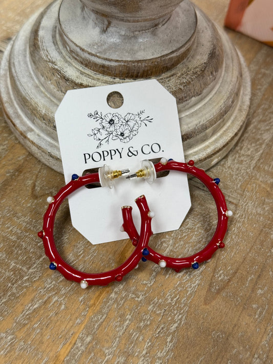 The Americana Large Hoops - Red
