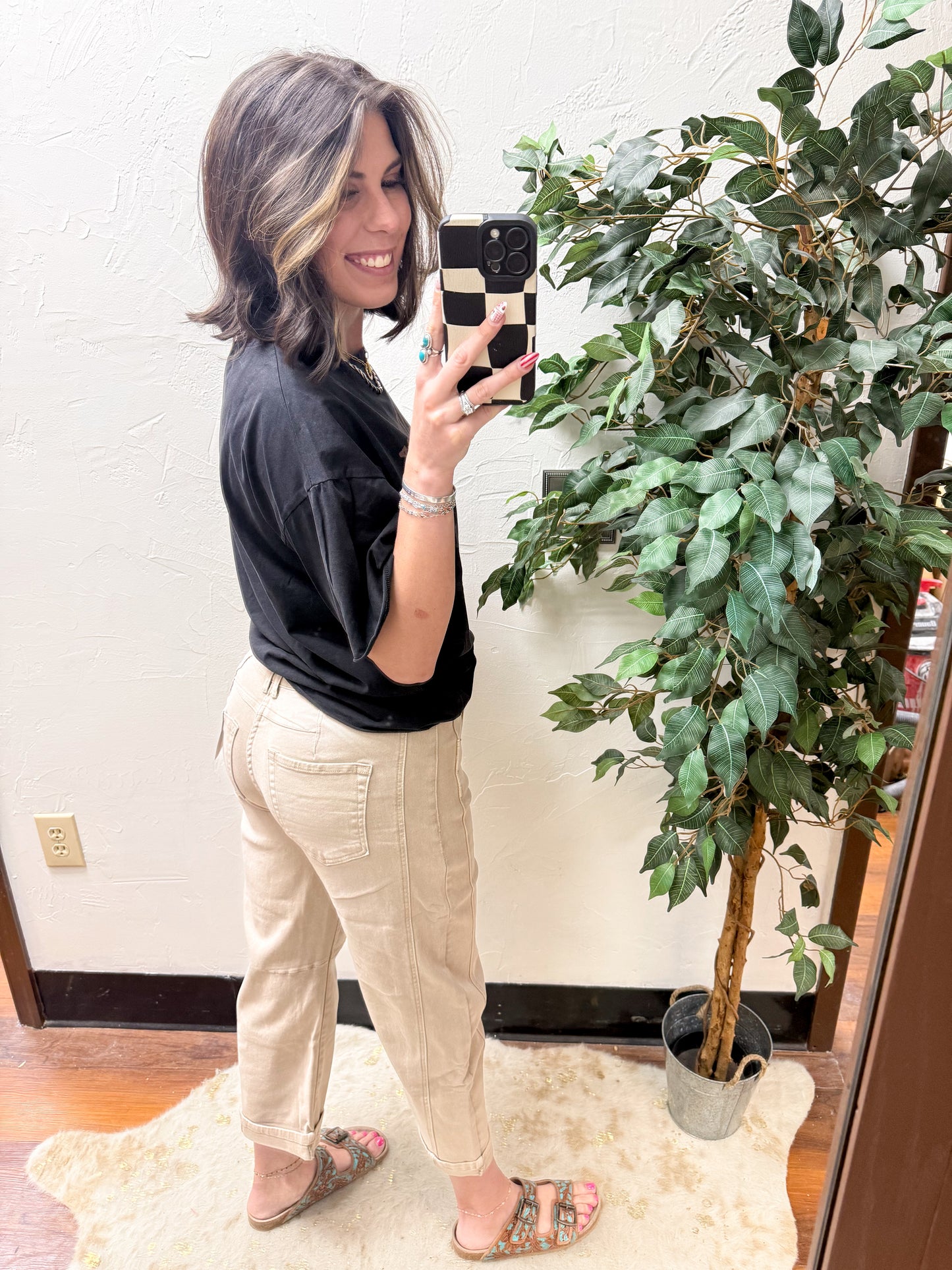 The Merlyn Barrel-leg Cropped Color Denim Pants - Ash Mocha