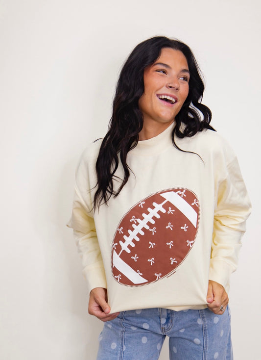 The Football Mock Neck Sweatshirt - Ivory