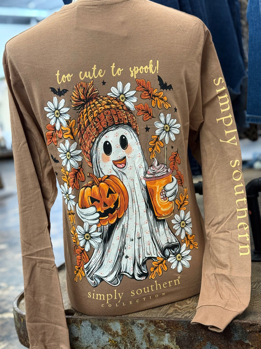 Simply Southern - Too Cute To Spook Ghost Long Sleeve Tee - 2025