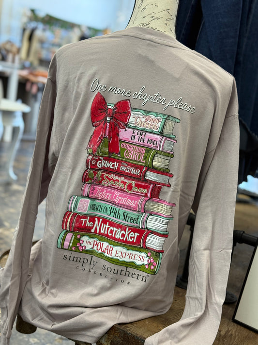 Simply Southern - One More Chapter Christmas Books Long Sleeve Tee - 2025