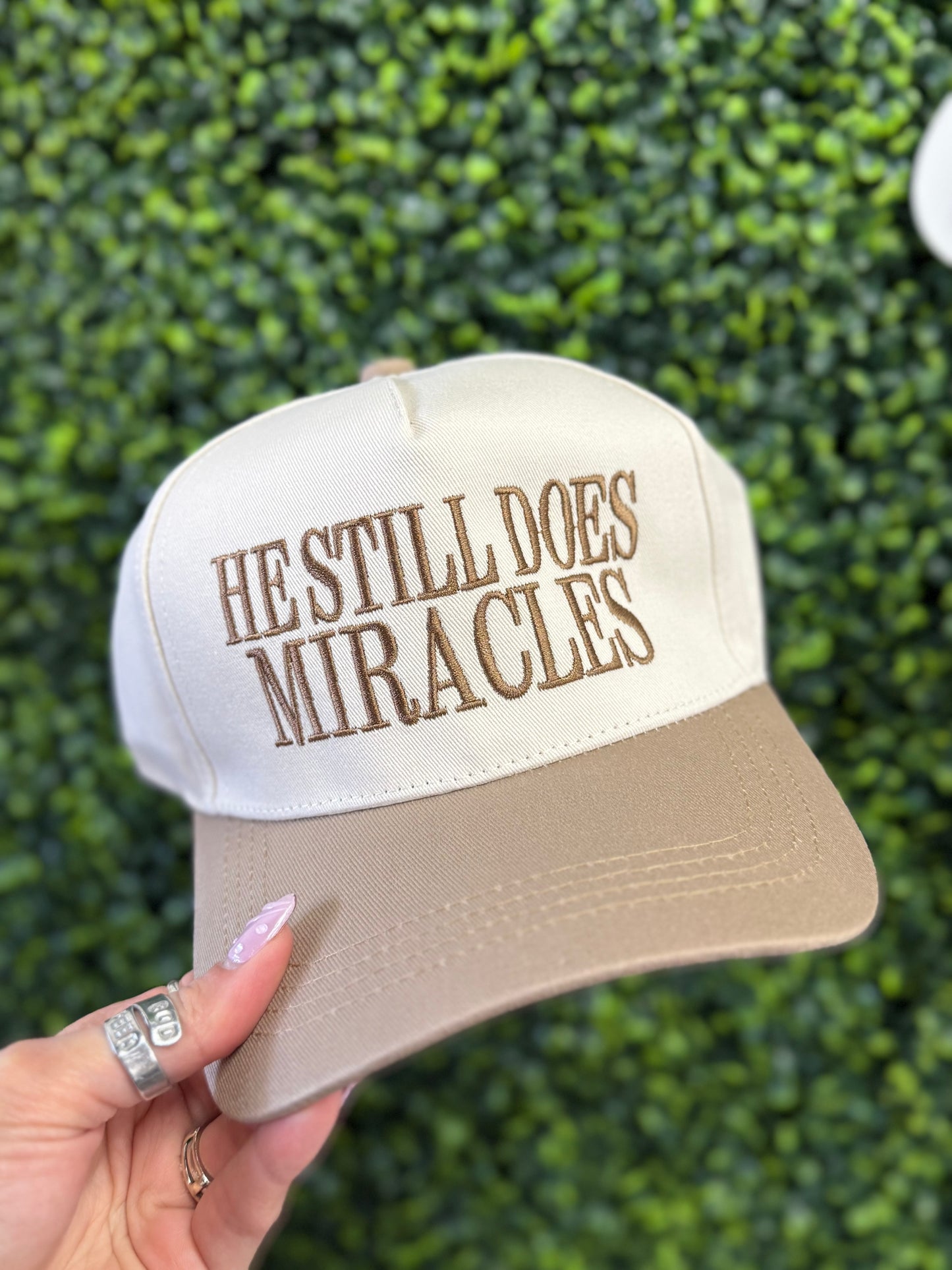 The He Still Does Miracles Hat - Lt Mocha