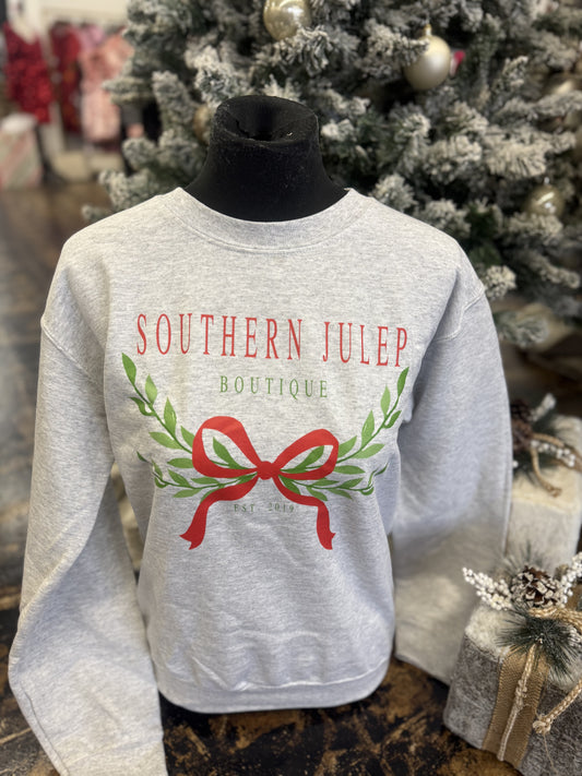 FINAL SALE - Southern Julep Boutique Christmas Bow Sweatshirt