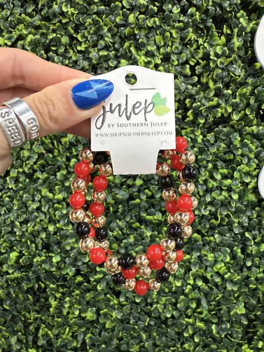 The Gameday Bracelet Stack - Red/Black