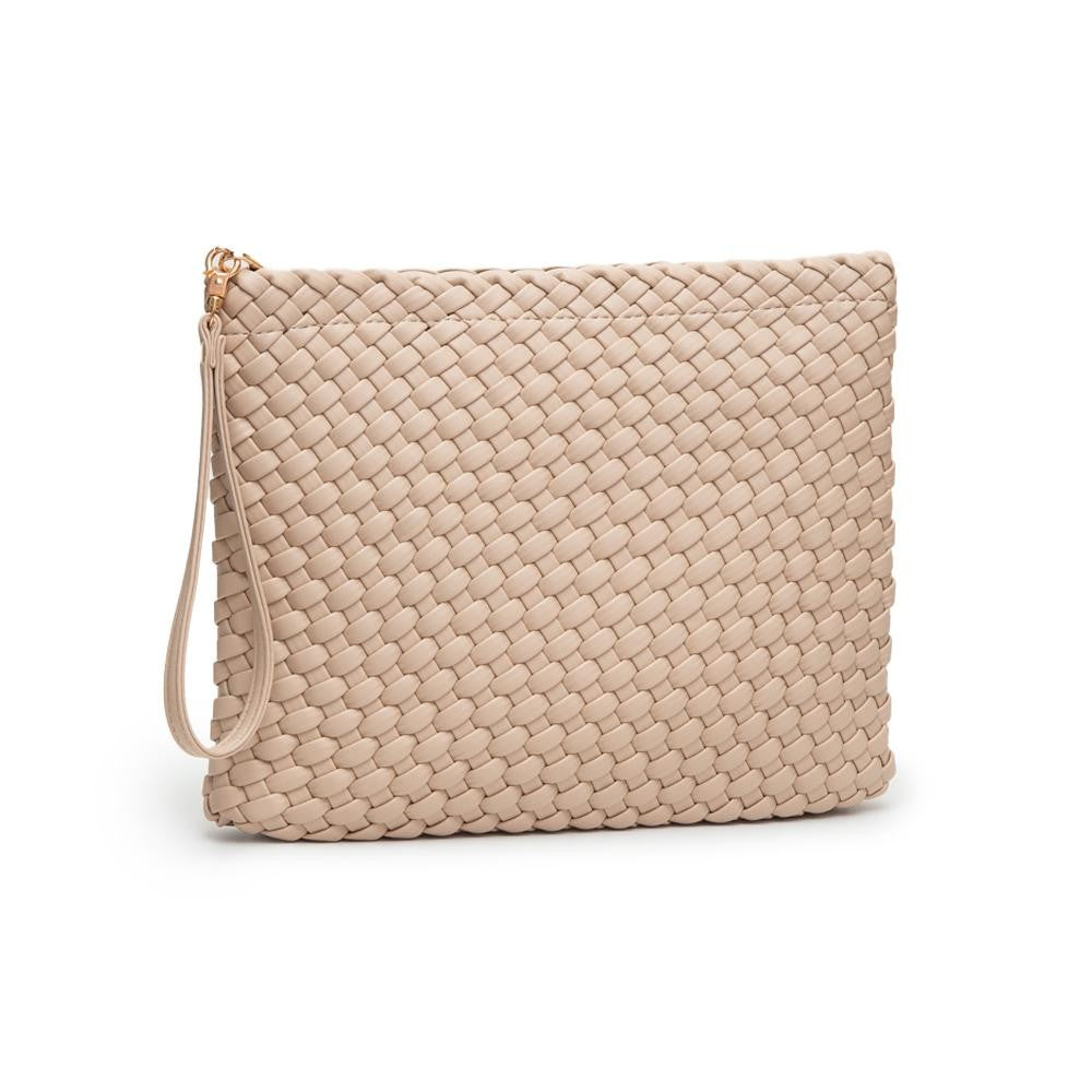 The Kerin Basket Weave Wristlet - Beige