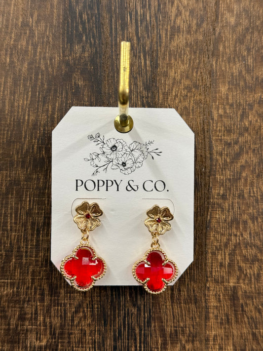 The Edith Earrings - Gold/Red