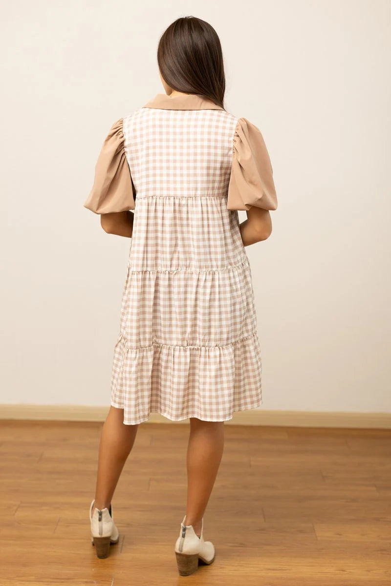 FINAL SALE - The Camille Dress - Brown Gingham