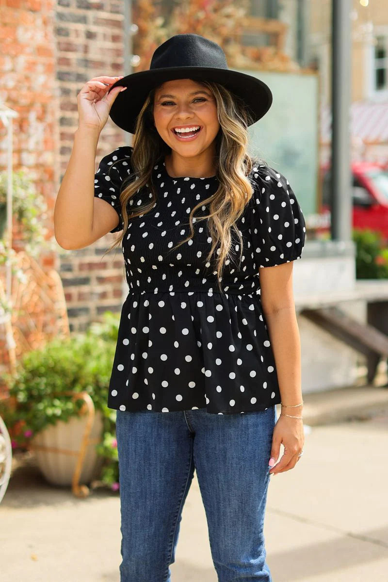 FINAL SALE - The Ayden Polka Dot Blouse