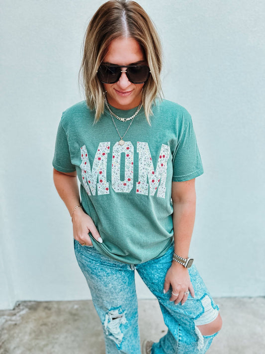 The Floral Mom Tee - Light Green