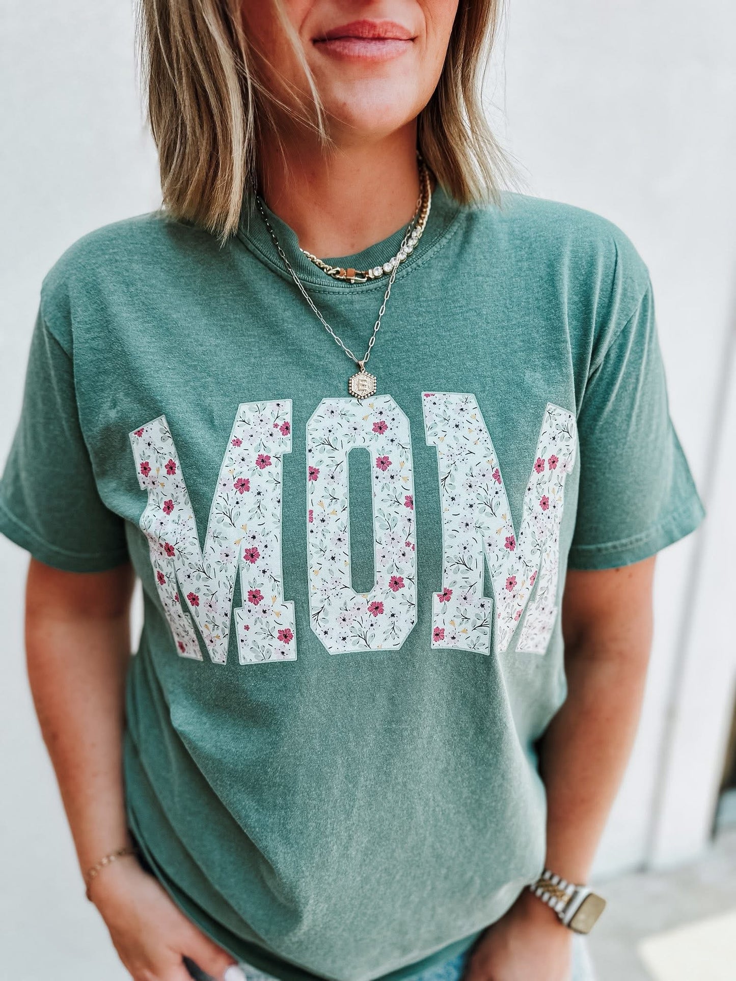 The Floral Mom Tee - Light Green