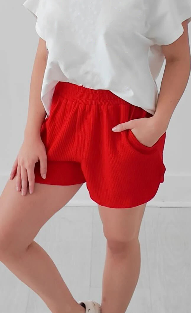 FINAL SALE - The Halee Knit Shorts - Red