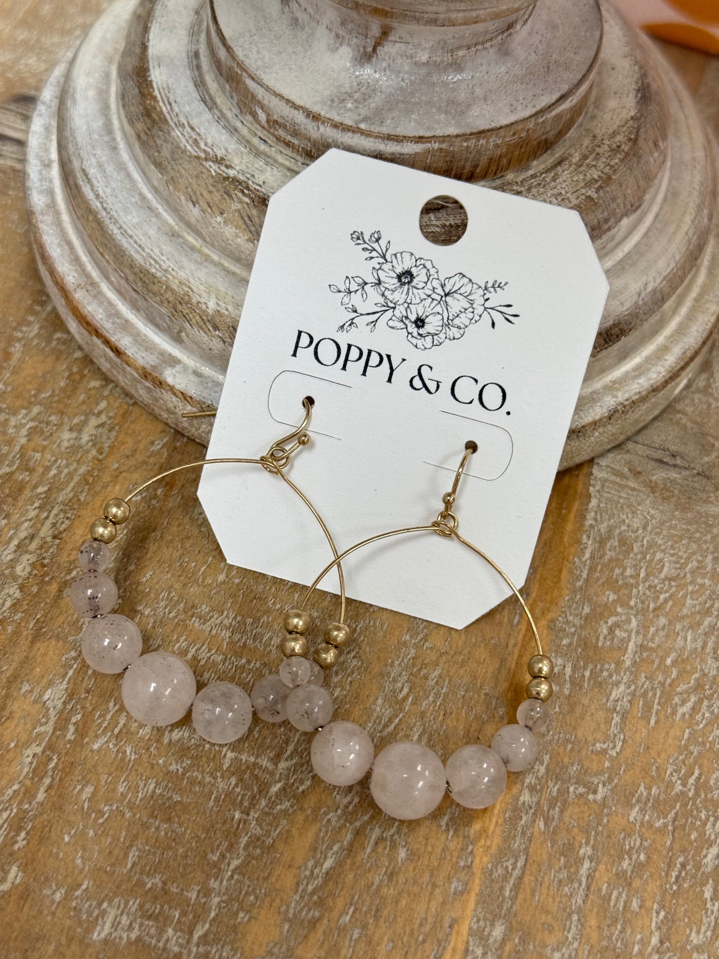The Nina Earrings - Rose Quartz