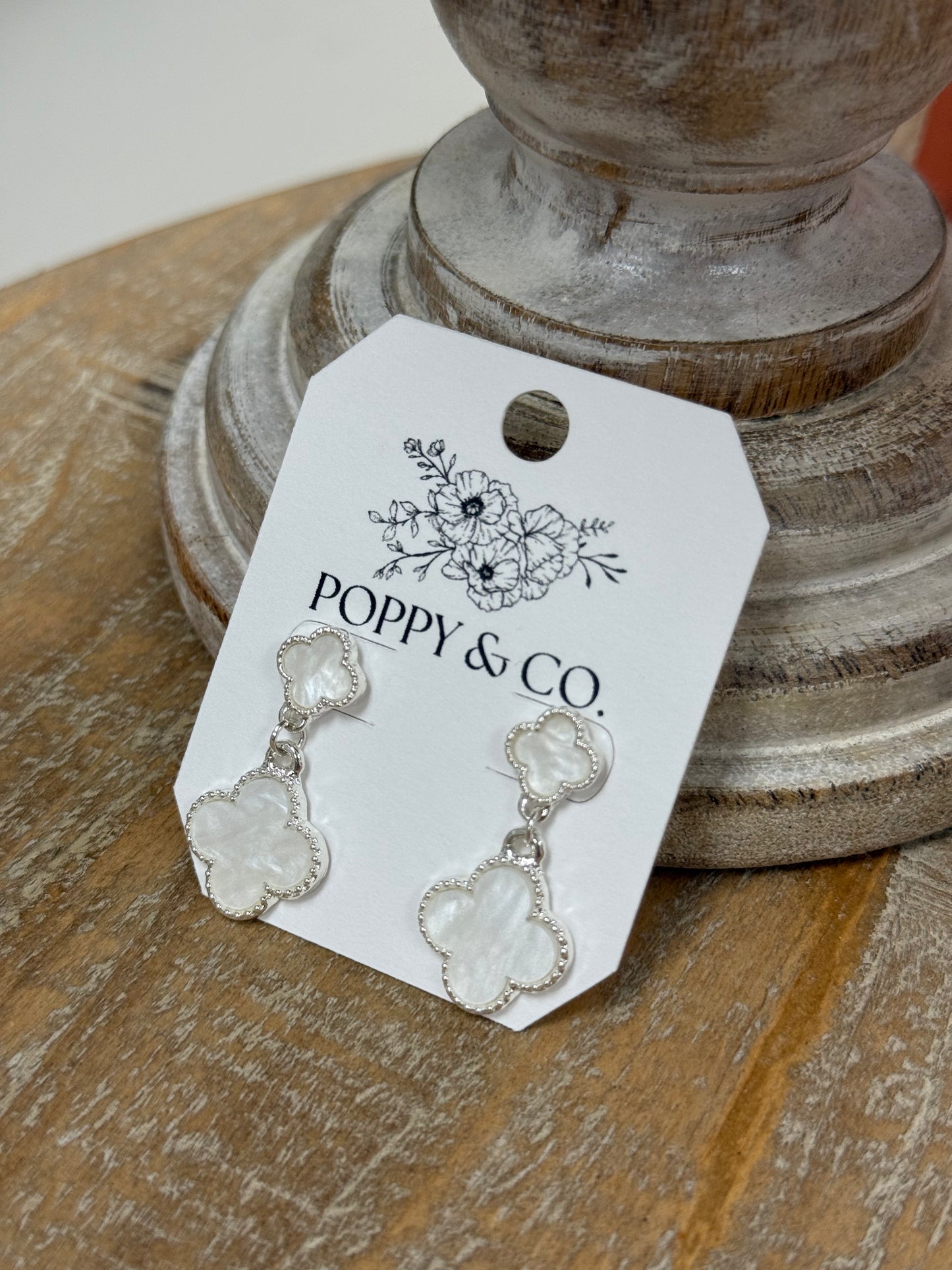 The Katelle Earrings - Silver/White