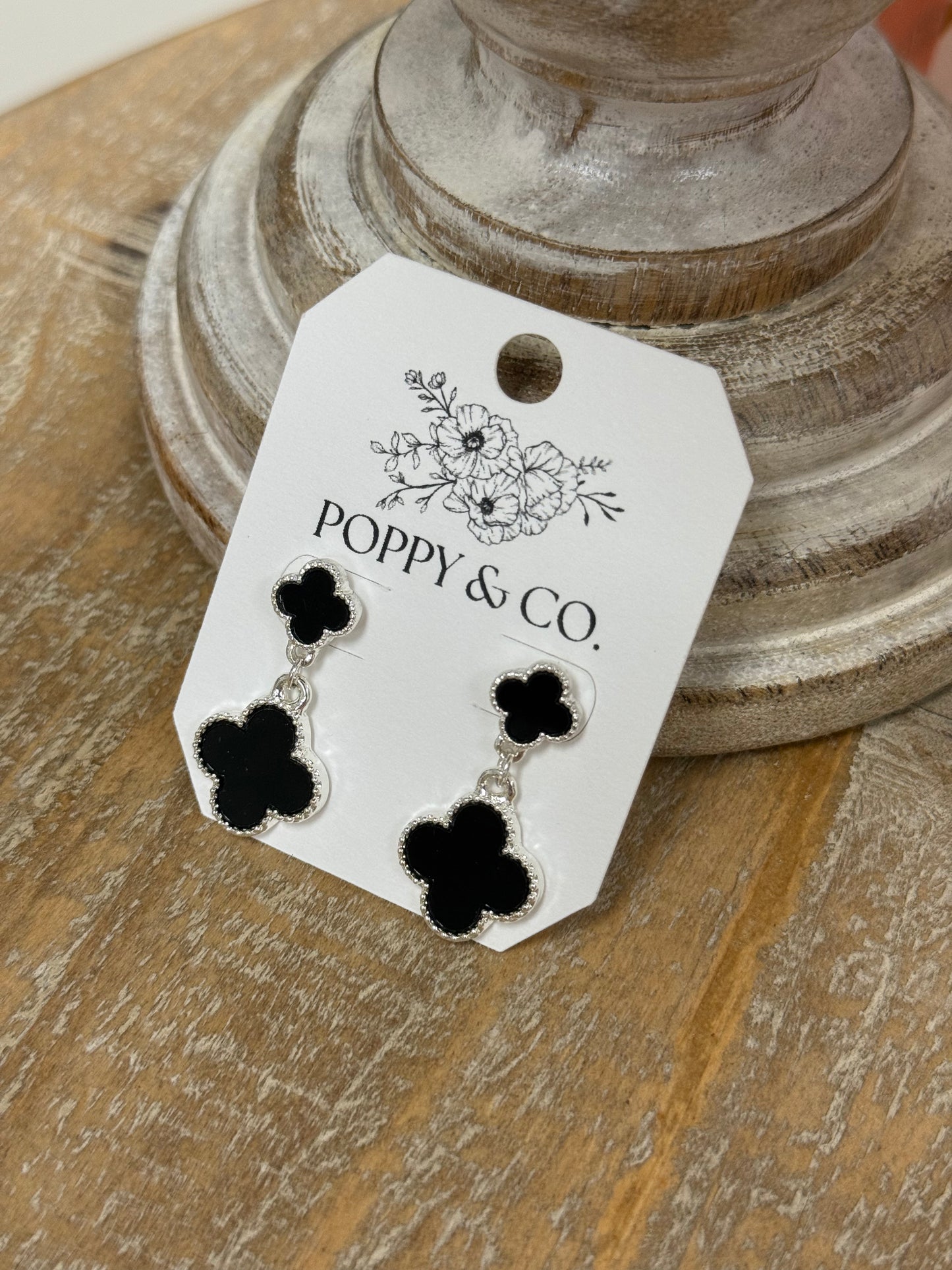 The Katelle Earrings - Silver/Black