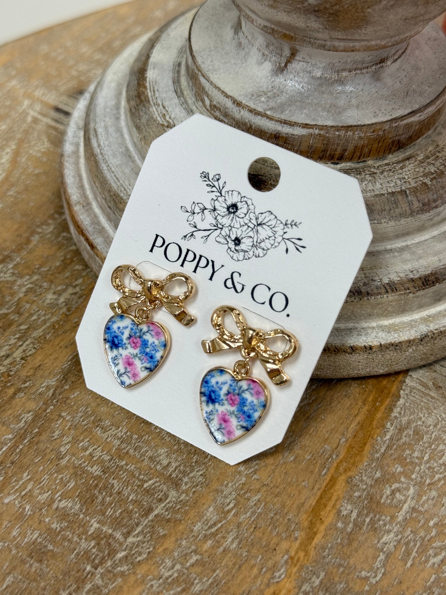 The Abbigale Earrings - Pink/Blue Floral