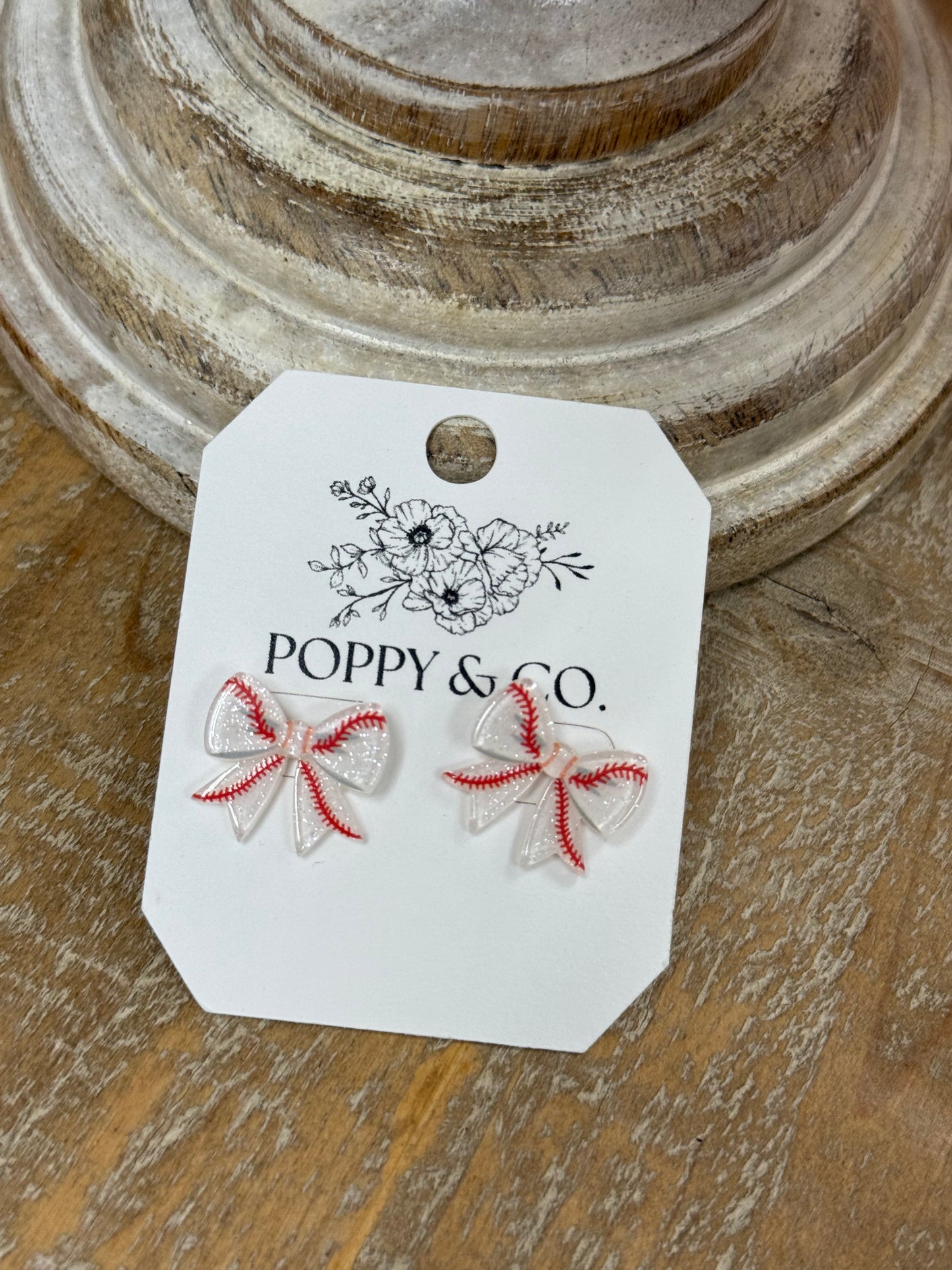 The Baseball Bow Stud Earrings