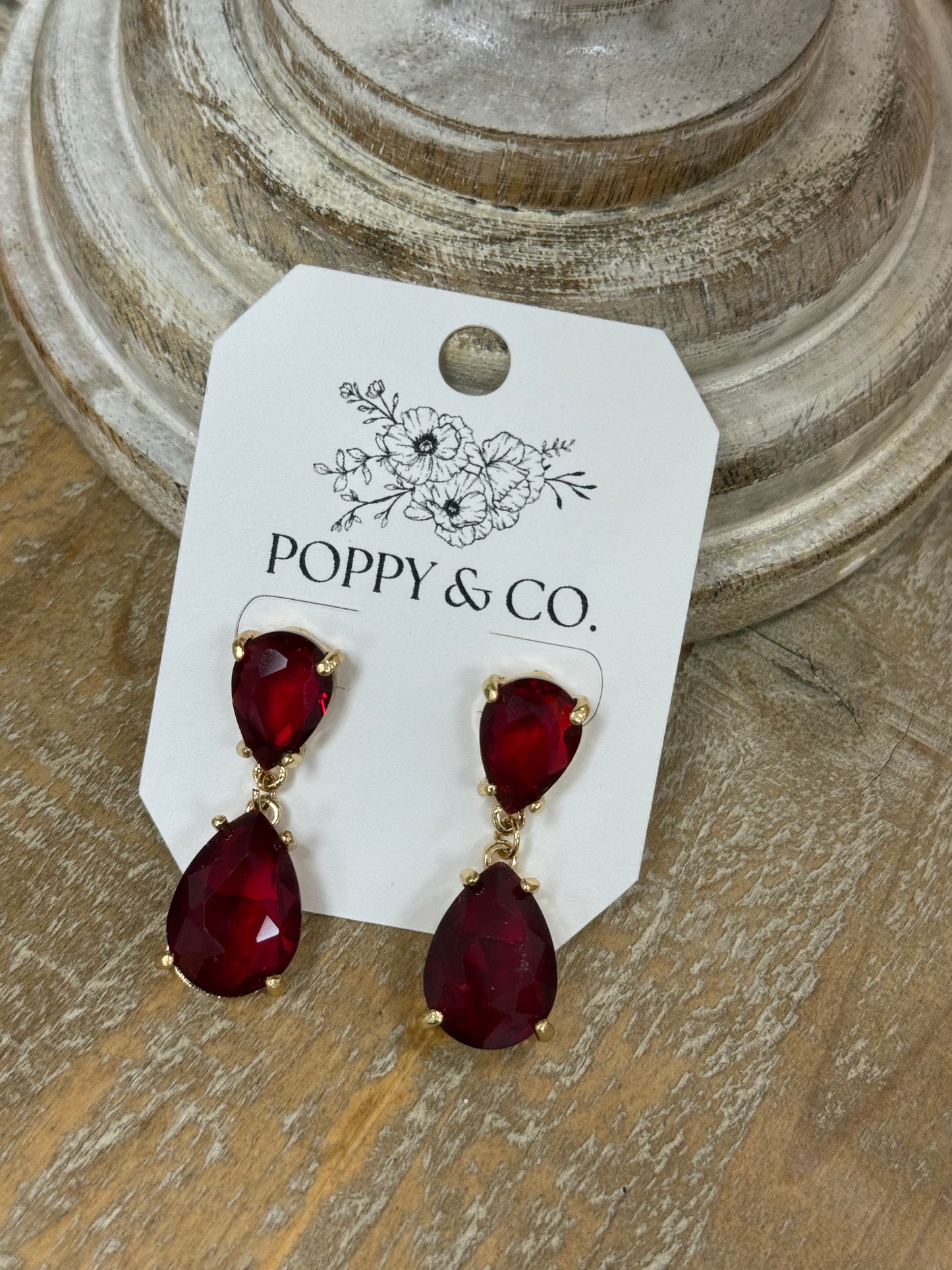 The Christie Earrings - Gold/Red