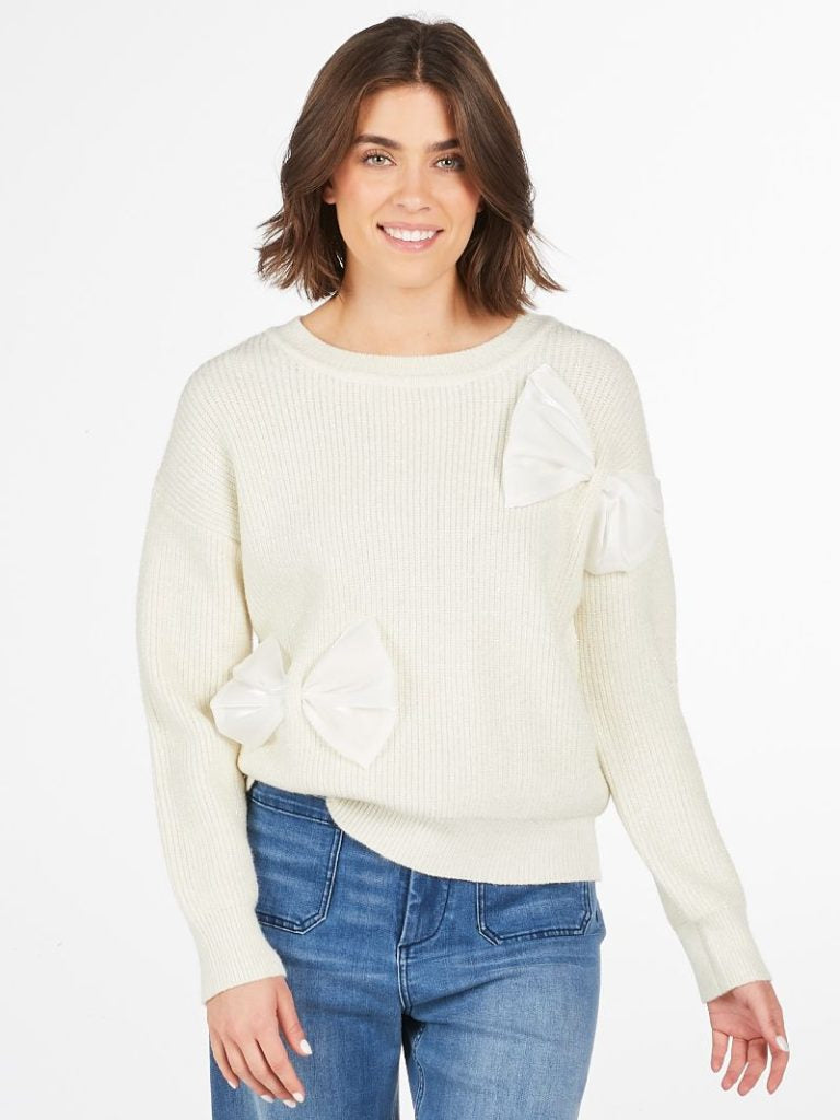Simply Southern - The Elliana Bow Sweater - Off White - 2025
