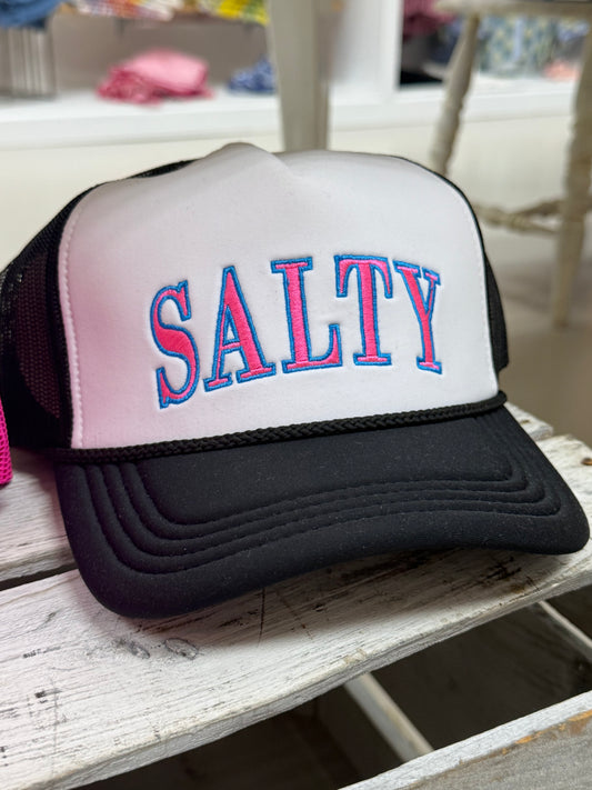 The Salty Embroidered Trucker Hat - Black