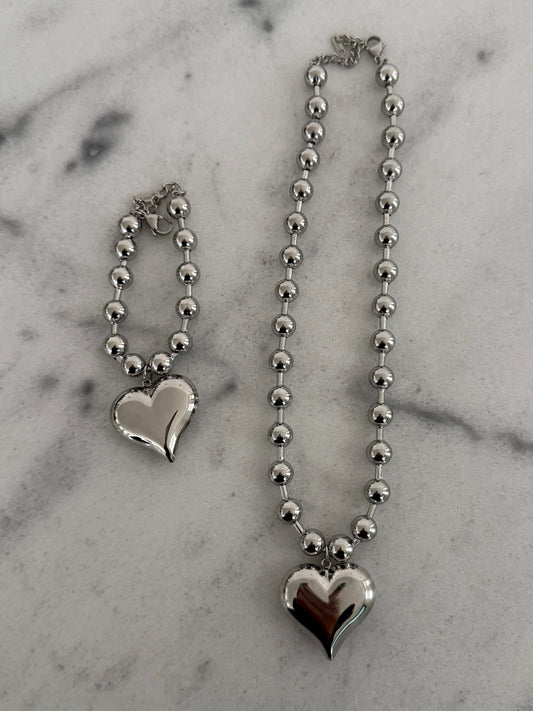 CHANSUTTPEARLS - The Bubble Heart Bracelet - Silver