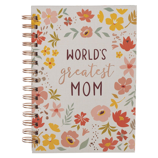 World's Greatest Mom Whimsical Floral Spiral Journal